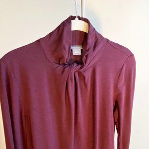 Ann Taylor Dark Purple Twist Front Turtleneck with Spandex, Perfect Condition